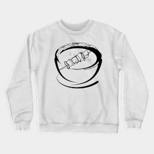 bowl and meat and vegan barbeque in japan style ink art illustration Crewneck Sweatshirt